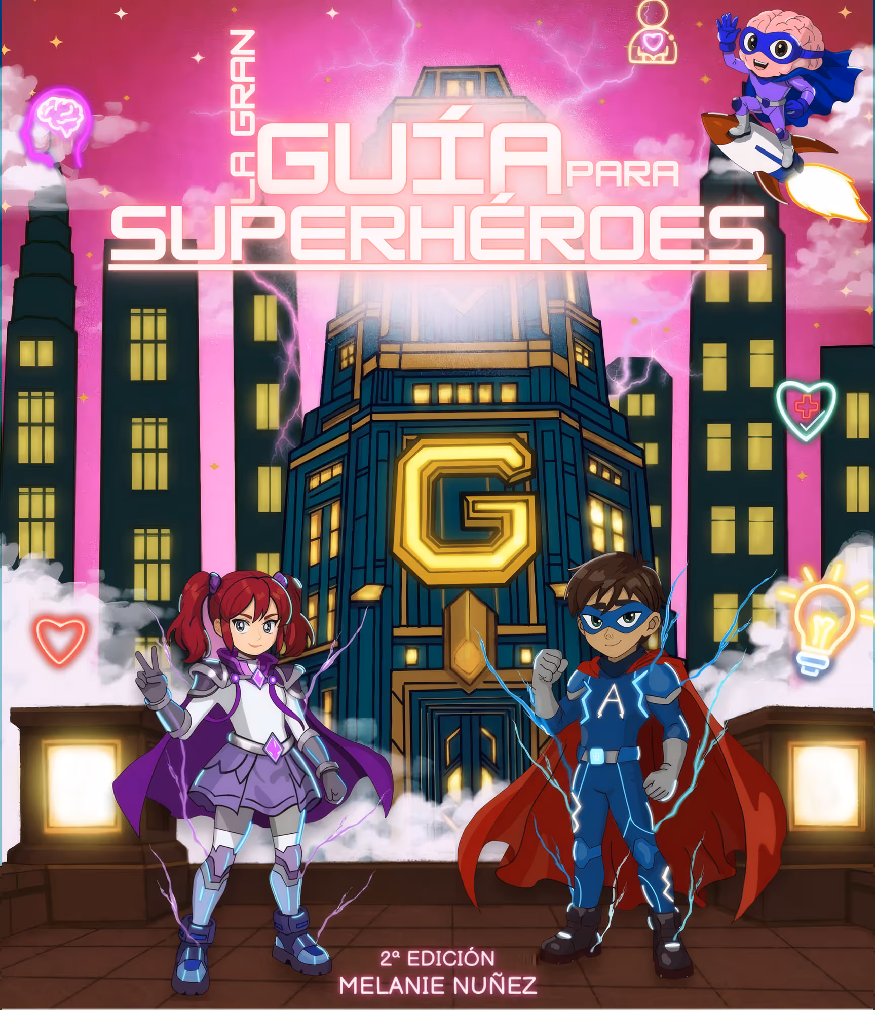 Portada del libro La Gran Guía para superhéroes, 2da edición, portada variante rosa.